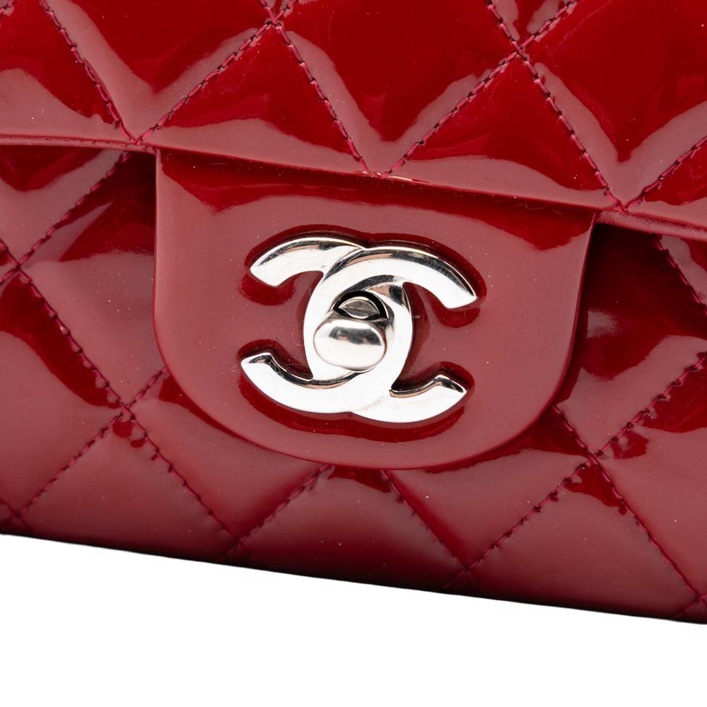Chanel AB Chanel Red Dark Red Patent Leather Leather Medium Classic Patent Double Flap France