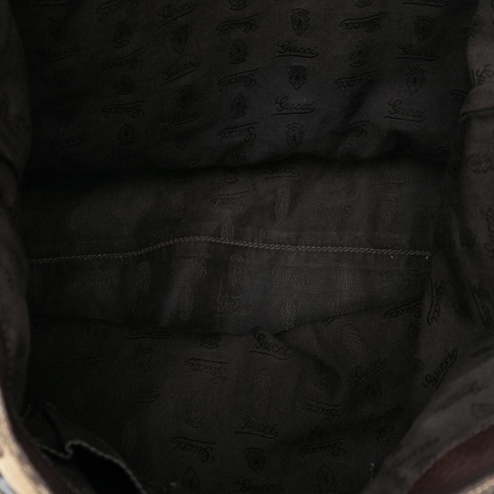 Gucci B Gucci Brown Beige Canvas Fabric Large GG GG Charm Tote Italy