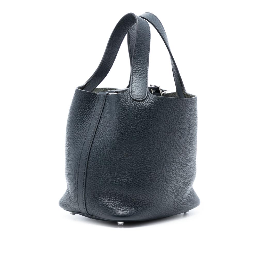 Hermès AB Hermès Blue Navy Calf Leather Clemence Picotin Lock 18 France