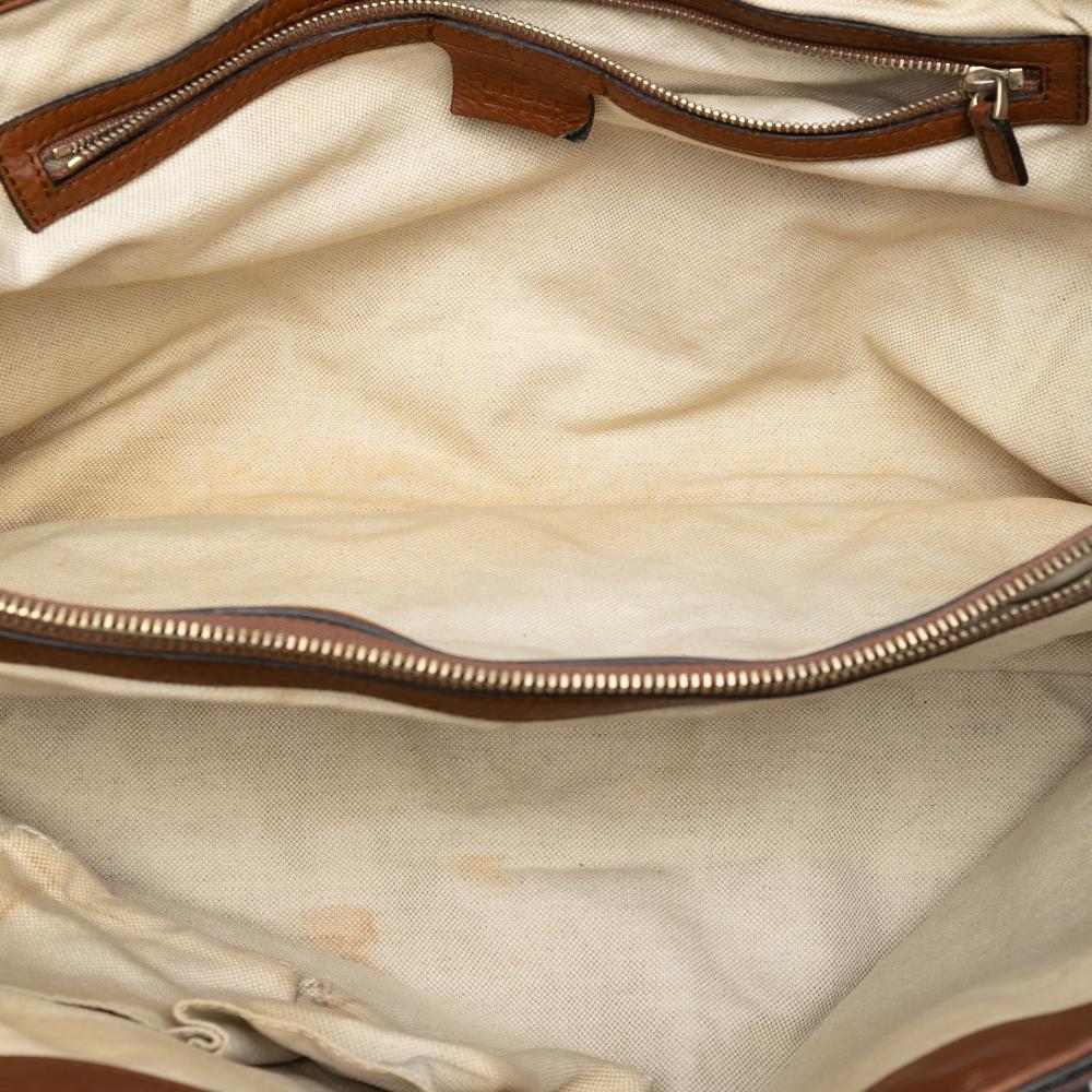 Gucci B Gucci Brown Beige Canvas Fabric Medium GG Bella Tote Italy