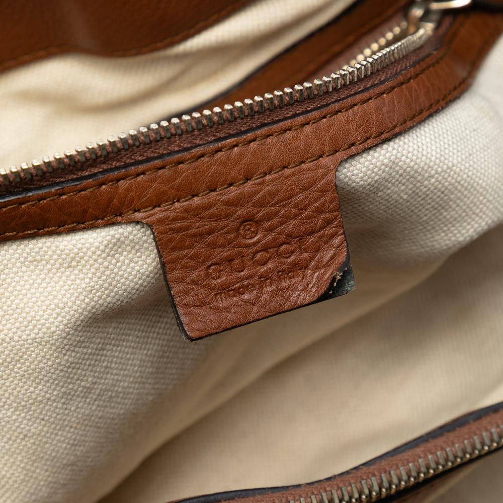 Gucci B Gucci Brown Beige Canvas Fabric Medium GG Bella Tote Italy