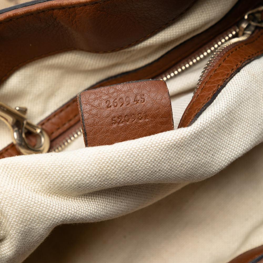 Gucci B Gucci Brown Beige Canvas Fabric Medium GG Bella Tote Italy