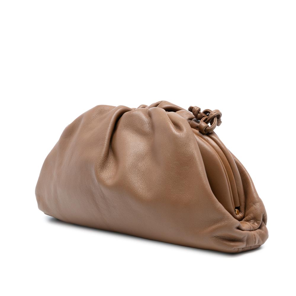 Bottega Veneta AB Bottega Veneta Brown Lambskin Leather Leather Lambskin The Mini Pouch Crossbody Italy