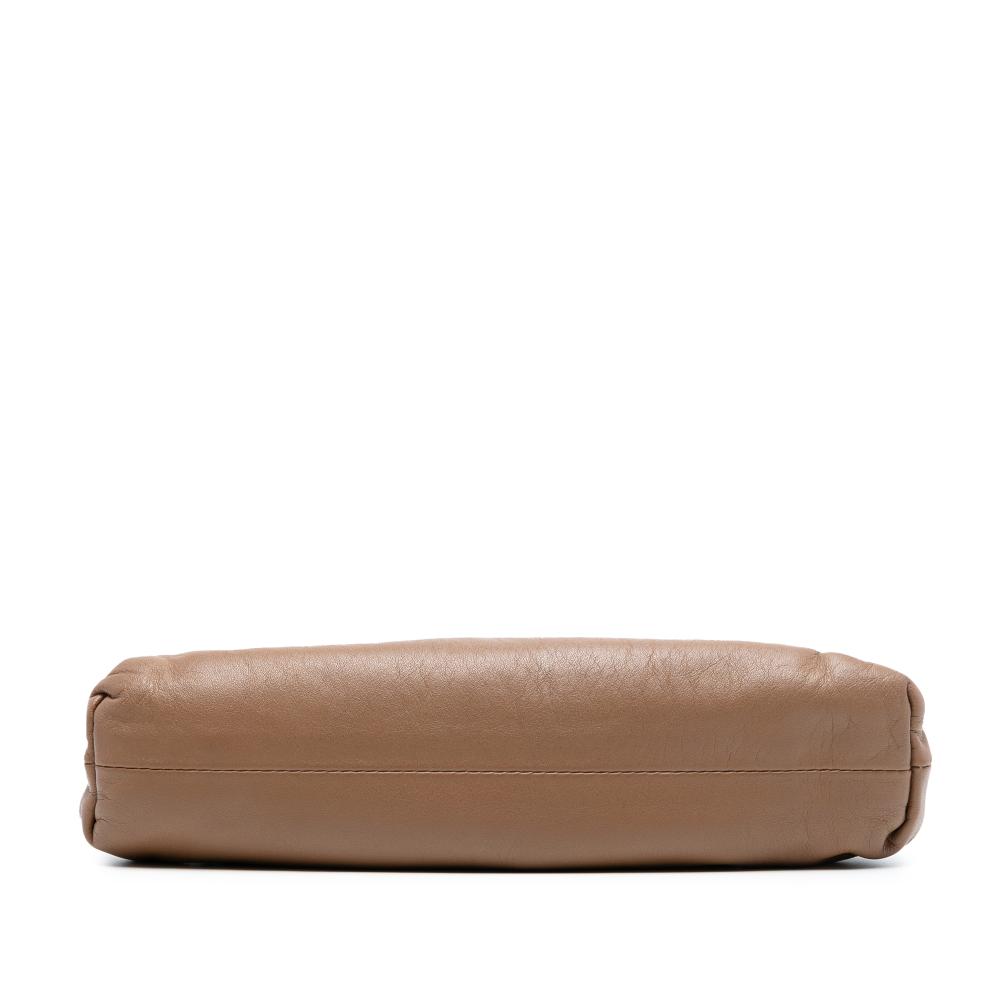 Bottega Veneta AB Bottega Veneta Brown Lambskin Leather Leather Lambskin The Mini Pouch Crossbody Italy