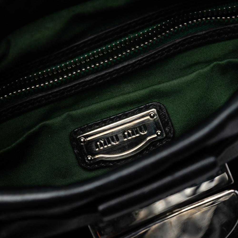 Miu Miu B Miu Miu Black Calf Leather Turn Lock Handbag Italy