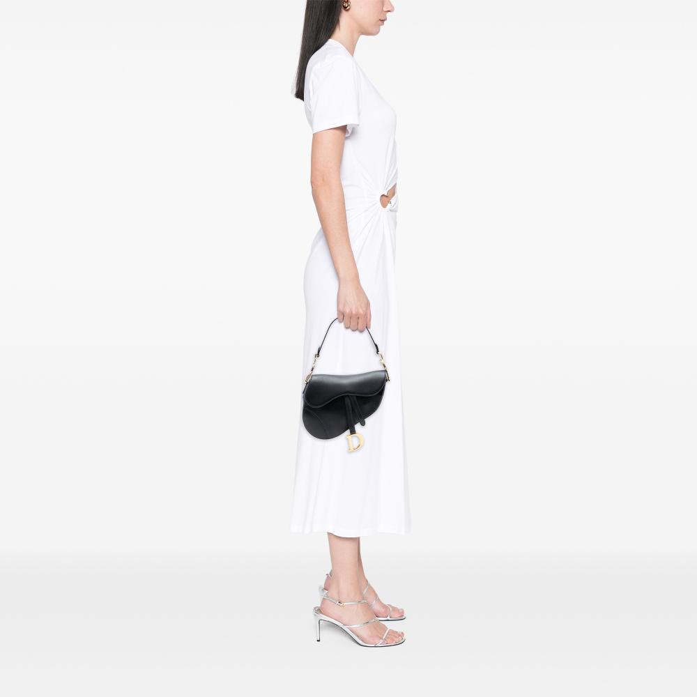 Christian Dior B Dior Black Calf Leather Smooth skin Saddle Bag Italy