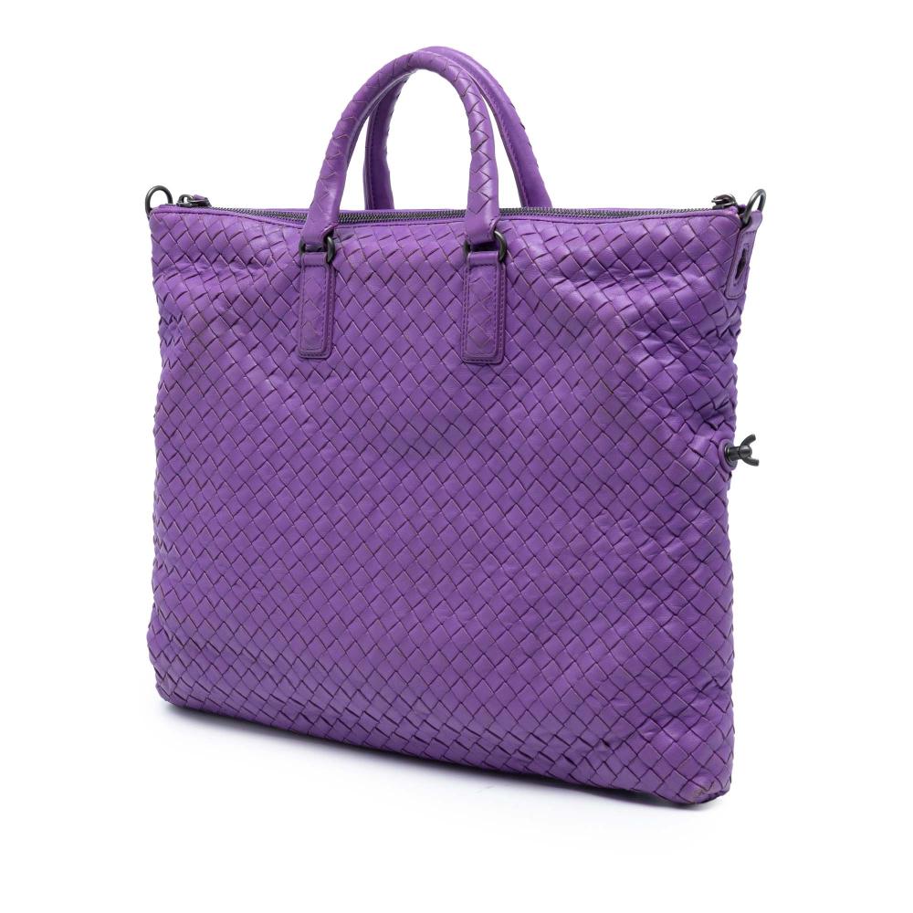 Bottega Veneta B Bottega Veneta Purple Nappa Leather Leather Medium Nappa Intrecciato Convertible Tote Italy