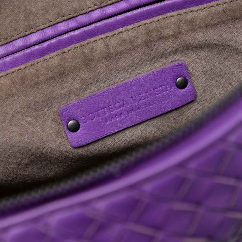 Bottega Veneta B Bottega Veneta Purple Nappa Leather Leather Medium Nappa Intrecciato Convertible Tote Italy