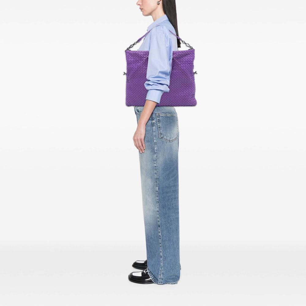 Bottega Veneta B Bottega Veneta Purple Nappa Leather Leather Medium Nappa Intrecciato Convertible Tote Italy
