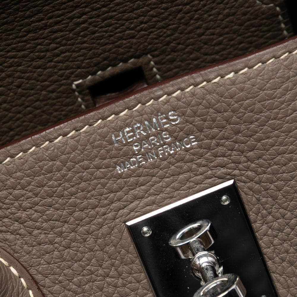 Hermès B Hermès Brown Taupe Calf Leather Togo Birkin Retourne 35 France