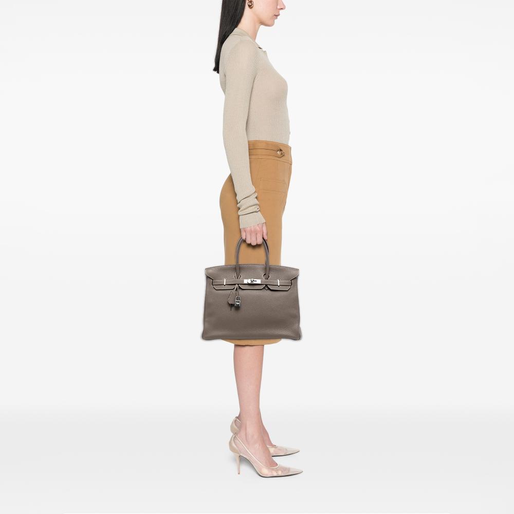 Hermès B Hermès Brown Taupe Calf Leather Togo Birkin Retourne 35 France