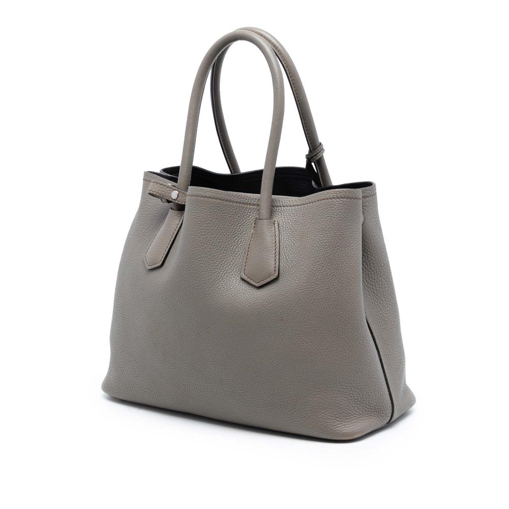 Prada B Prada Gray Calf Leather Medium Vitello Daino Cuir Double Handle Satchel Italy