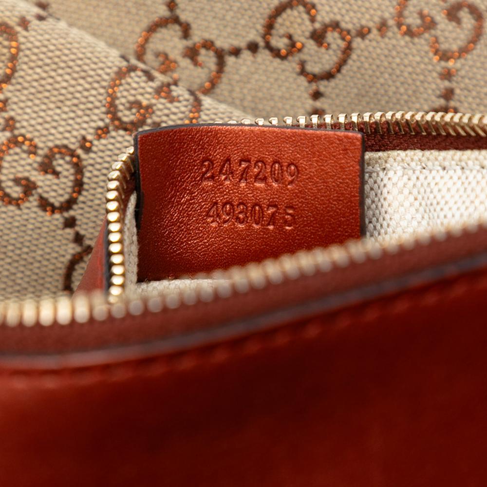 Gucci B Gucci Brown Beige Canvas Fabric Medium GG Craft Tote Italy