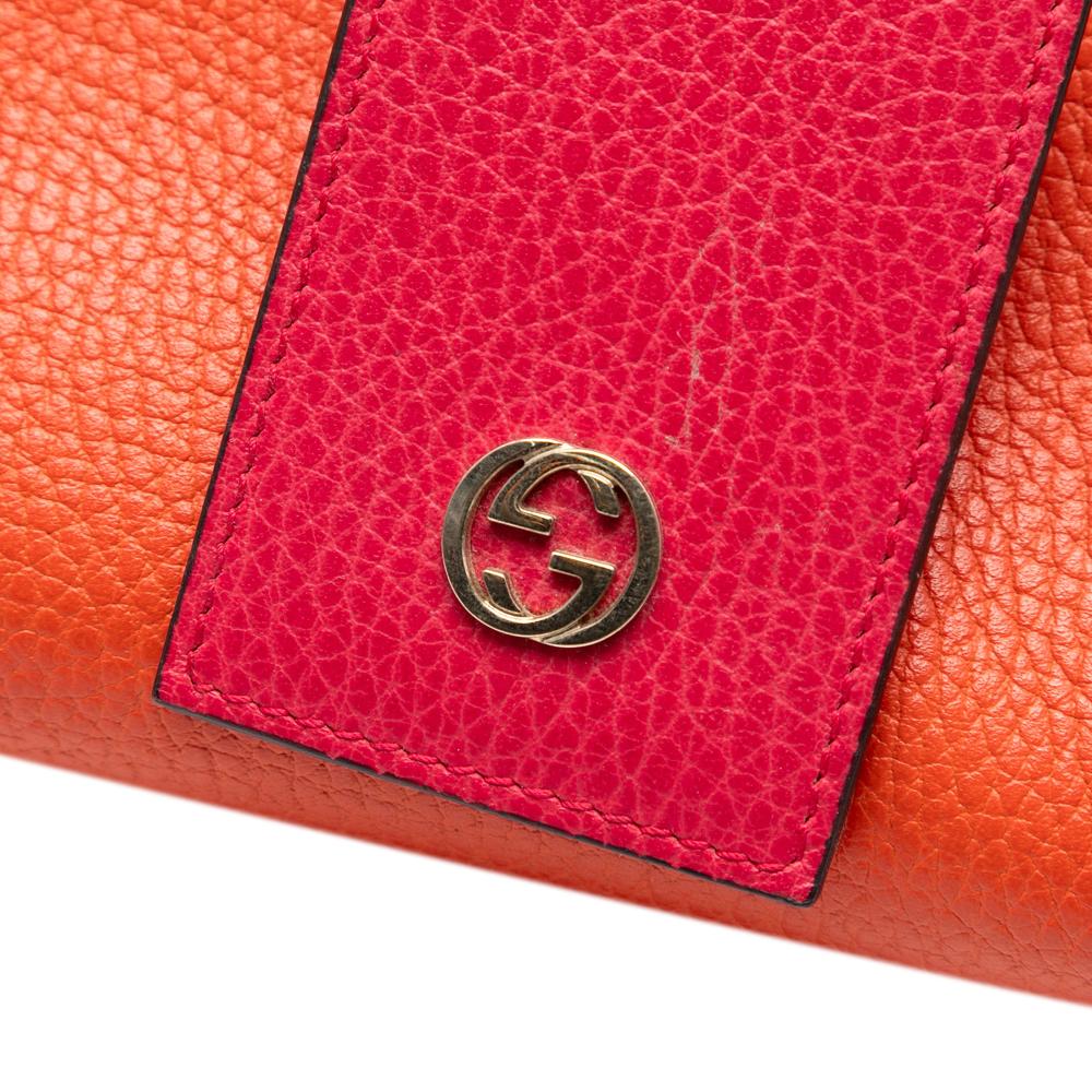 Gucci AB Gucci Orange Calf Leather Small Swing Tote Italy
