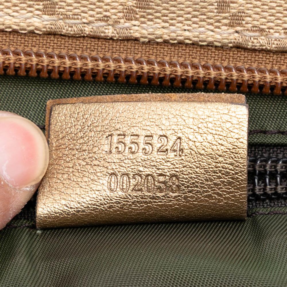 Gucci B Gucci Brown Beige Canvas Fabric GG Web Tote Italy