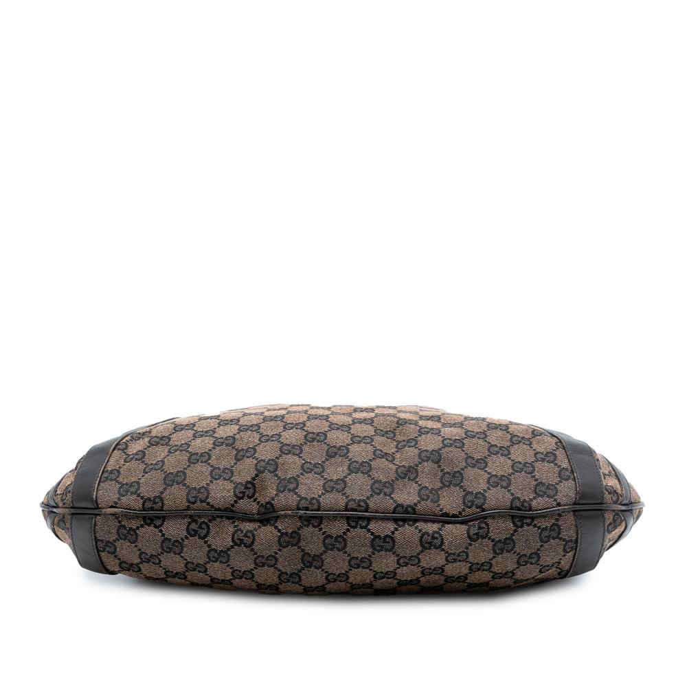 Gucci B Gucci Brown Canvas Fabric GG Abbey D Ring Convertible Satchel Italy