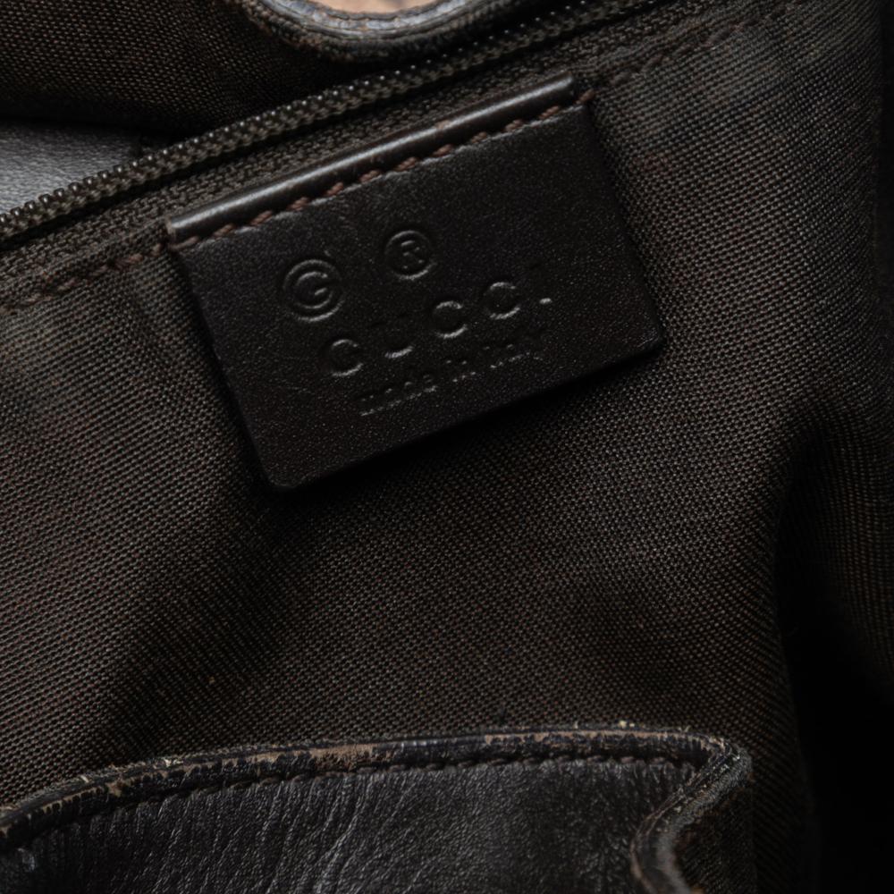 Gucci B Gucci Brown Canvas Fabric GG Abbey D Ring Convertible Satchel Italy