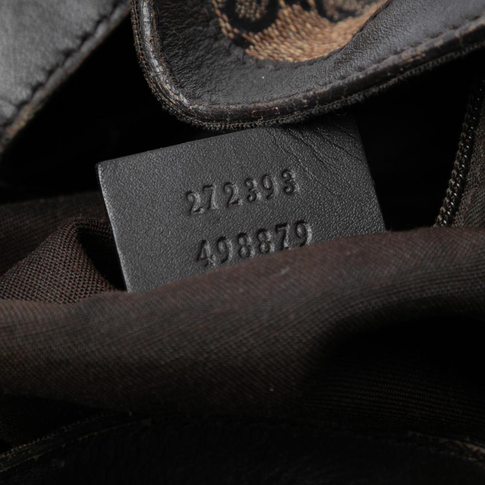 Gucci B Gucci Brown Canvas Fabric GG Abbey D Ring Convertible Satchel Italy