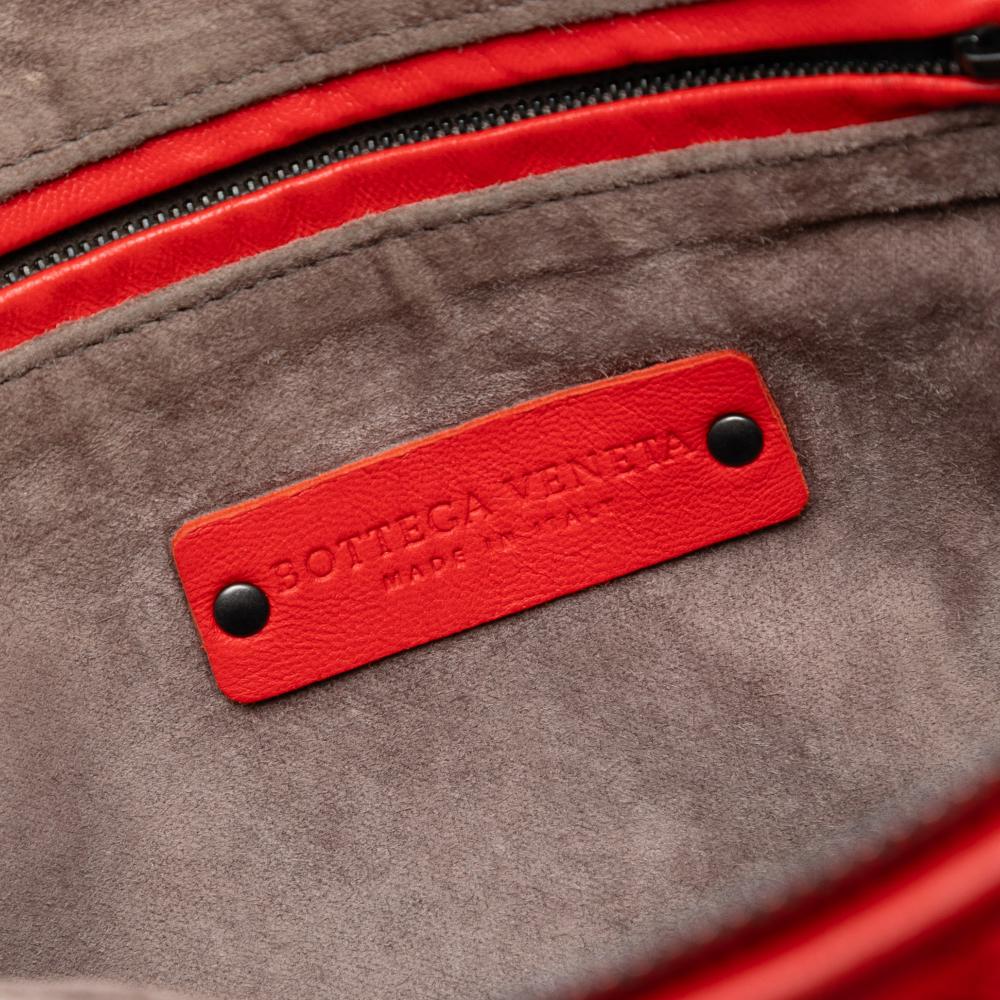 Bottega Veneta B Bottega Veneta Red Nappa Leather Leather Nappa Intrecciato Nodini Crossbody Italy