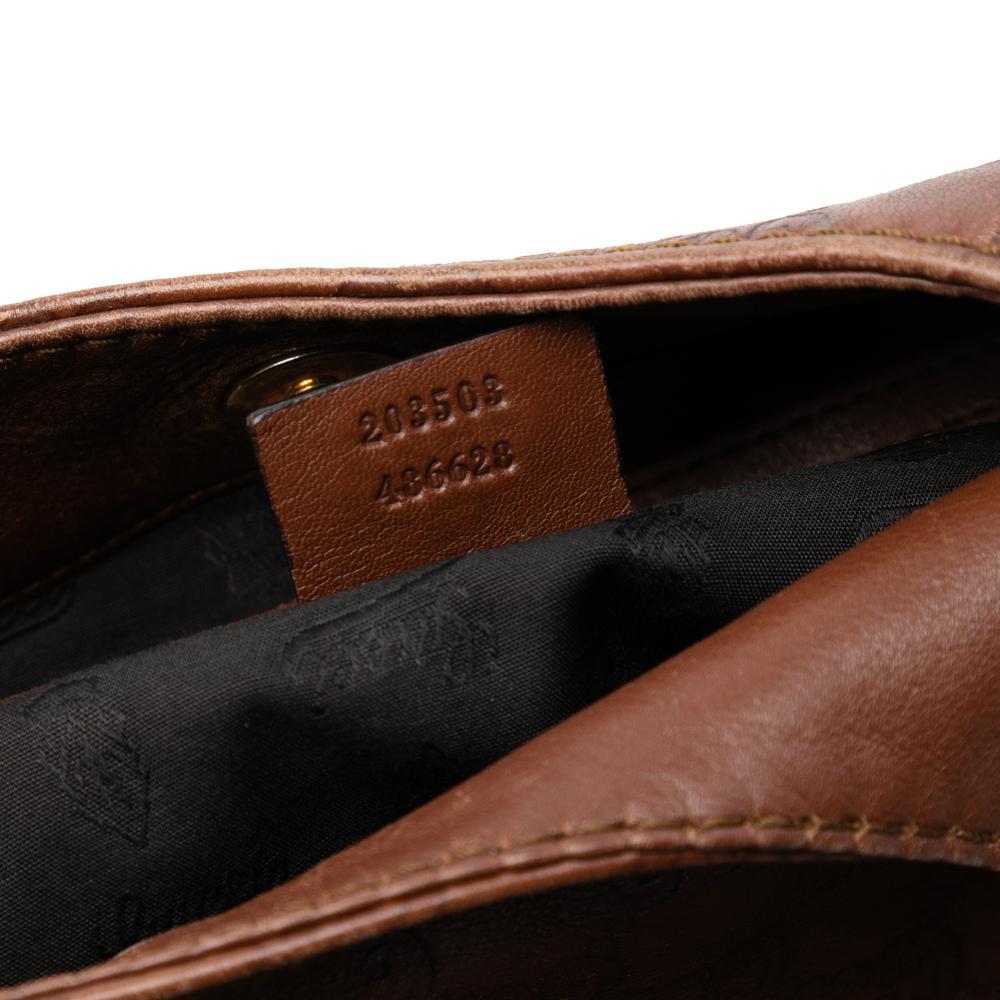 Gucci AB Gucci Brown Dark Brown Calf Leather Guccissima Charlotte Crossbody Italy