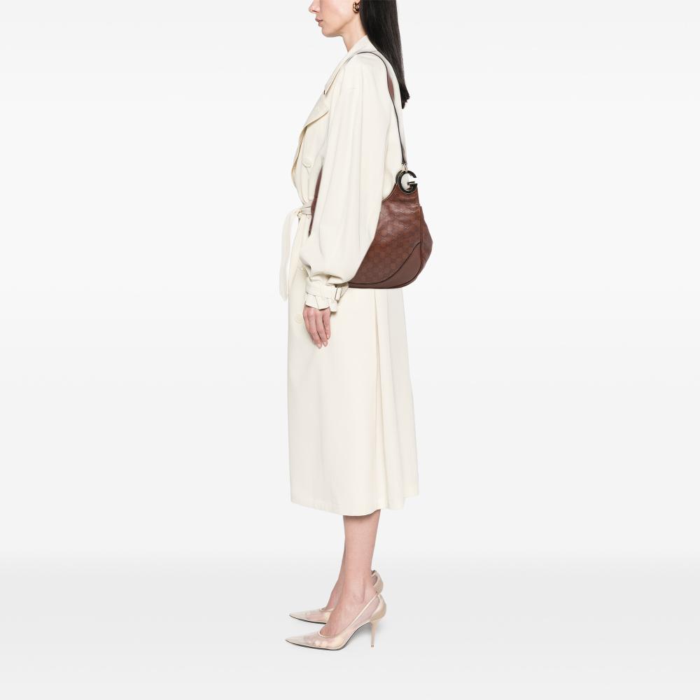 Gucci AB Gucci Brown Dark Brown Calf Leather Guccissima Charlotte Crossbody Italy