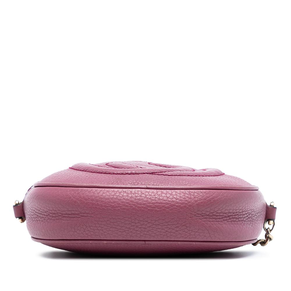 Gucci B Gucci Pink Dark Pink Calf Leather Mini Pebbled skin Soho Chain Crossbody Italy