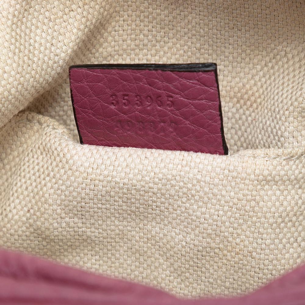 Gucci B Gucci Pink Dark Pink Calf Leather Mini Pebbled skin Soho Chain Crossbody Italy