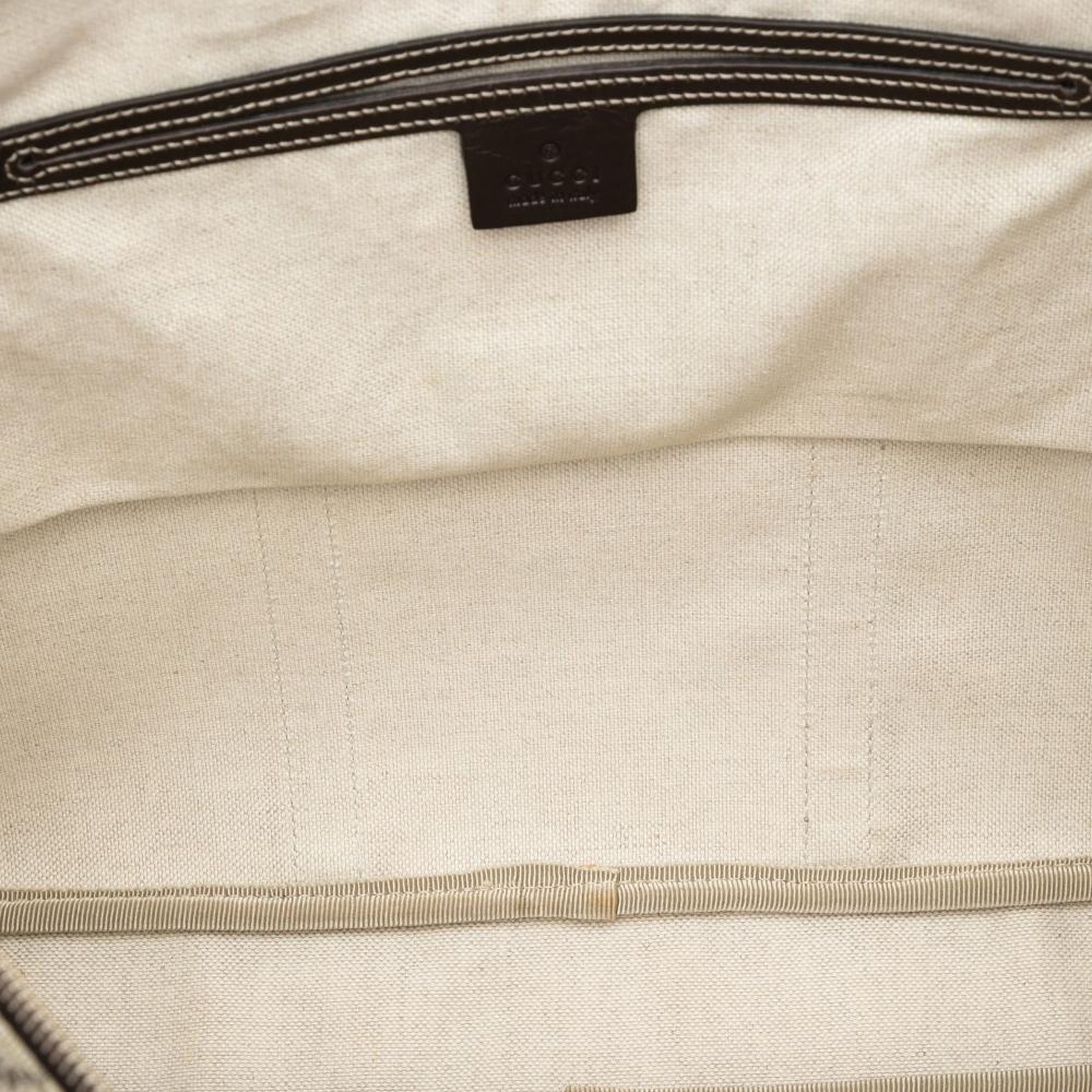 Gucci AB Gucci Brown Beige Coated Canvas Fabric GG Supreme Briefcase Italy