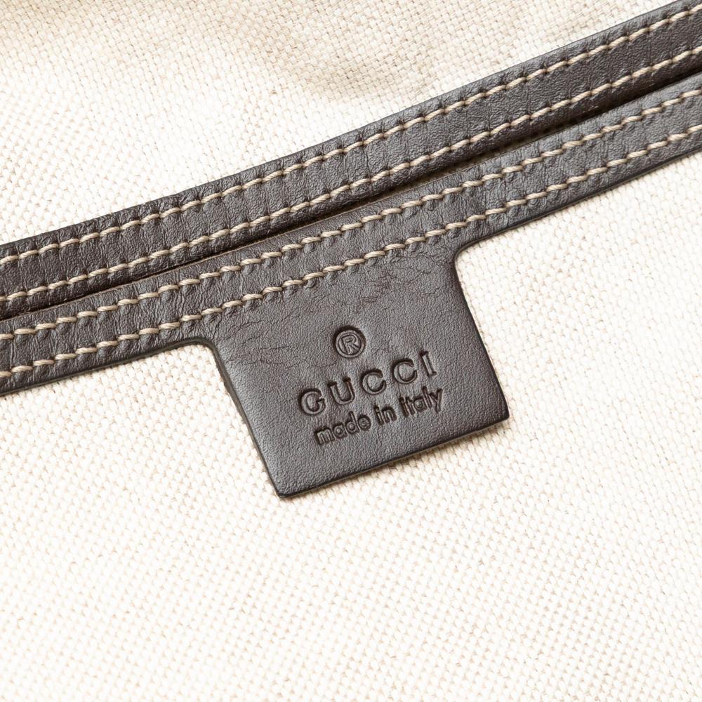 Gucci AB Gucci Brown Beige Coated Canvas Fabric GG Supreme Briefcase Italy