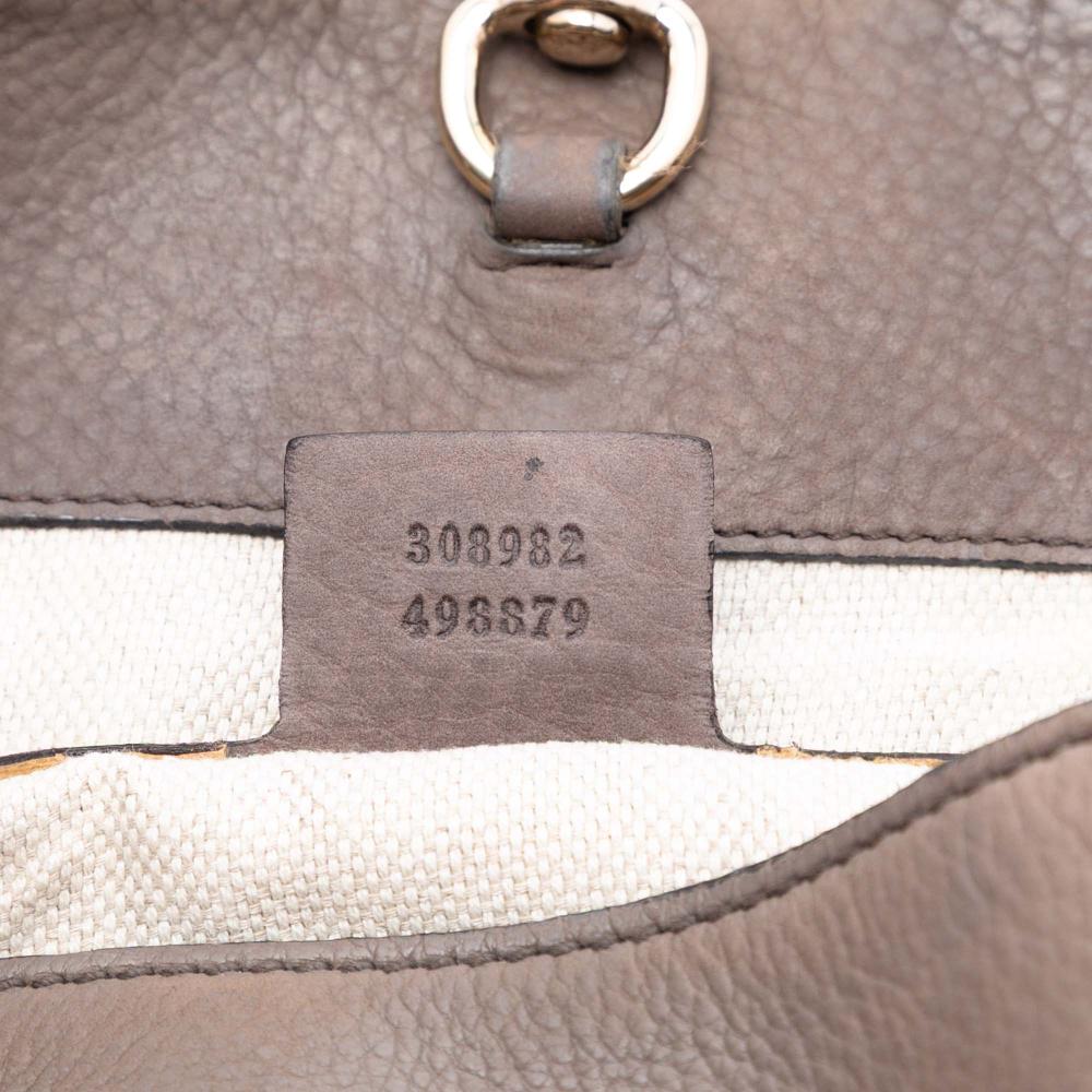 Gucci B Gucci Brown Taupe Nubuck Leather Leather Medium Soho Chain Tote Italy