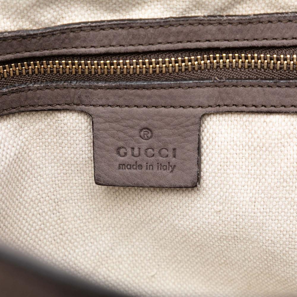 Gucci B Gucci Brown Taupe Nubuck Leather Leather Medium Soho Chain Tote Italy