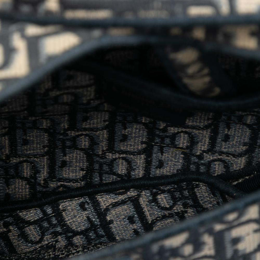 Christian Dior B Dior Blue Canvas Fabric Oblique Embroidered Saddle Bag Italy