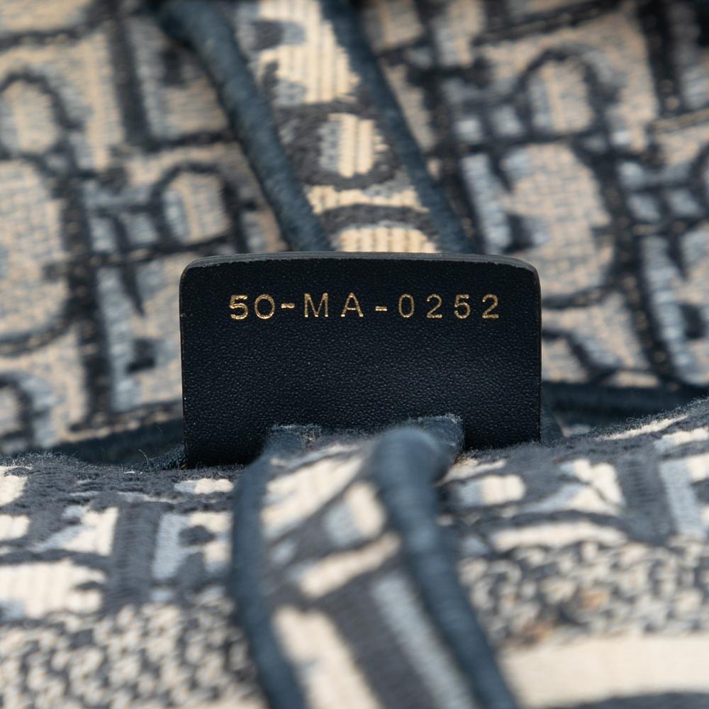 Christian Dior B Dior Blue Canvas Fabric Oblique Embroidered Saddle Bag Italy