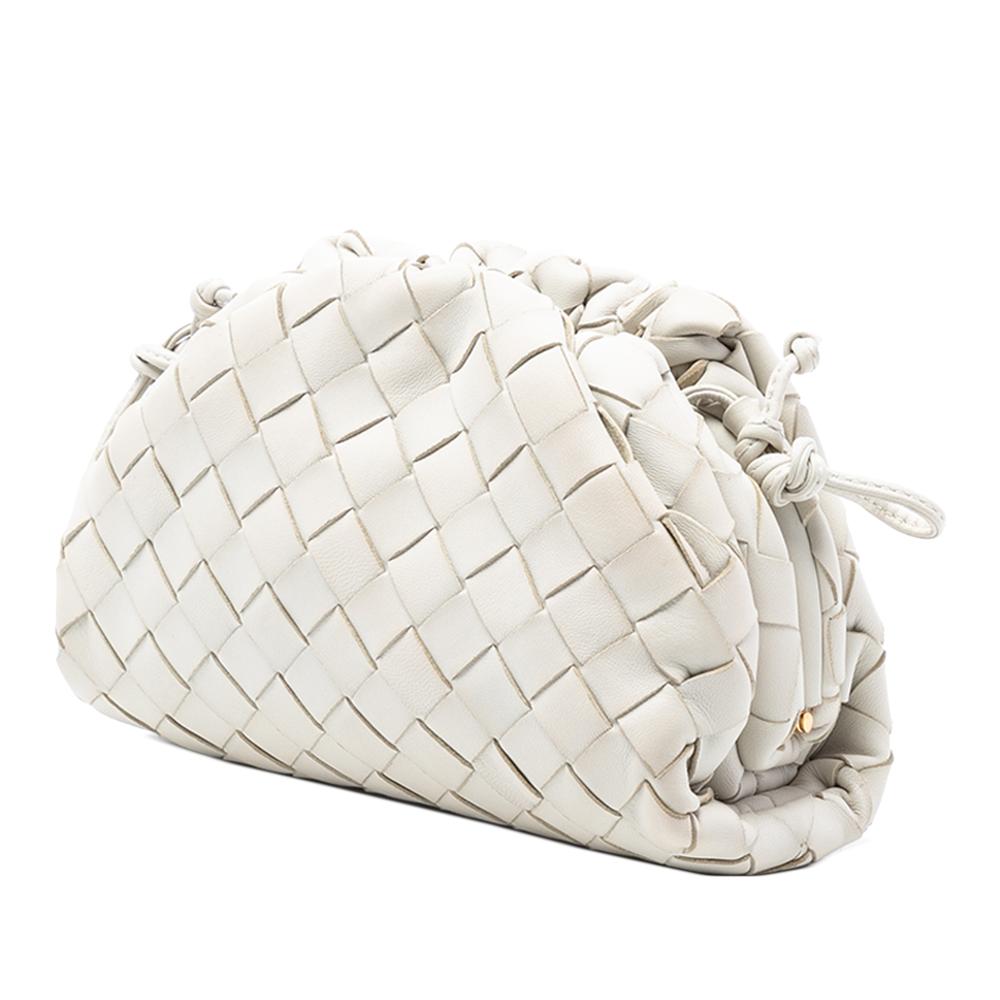 Bottega Veneta White Nappa Intrecciato The Mini Pouch Crossbody Italy