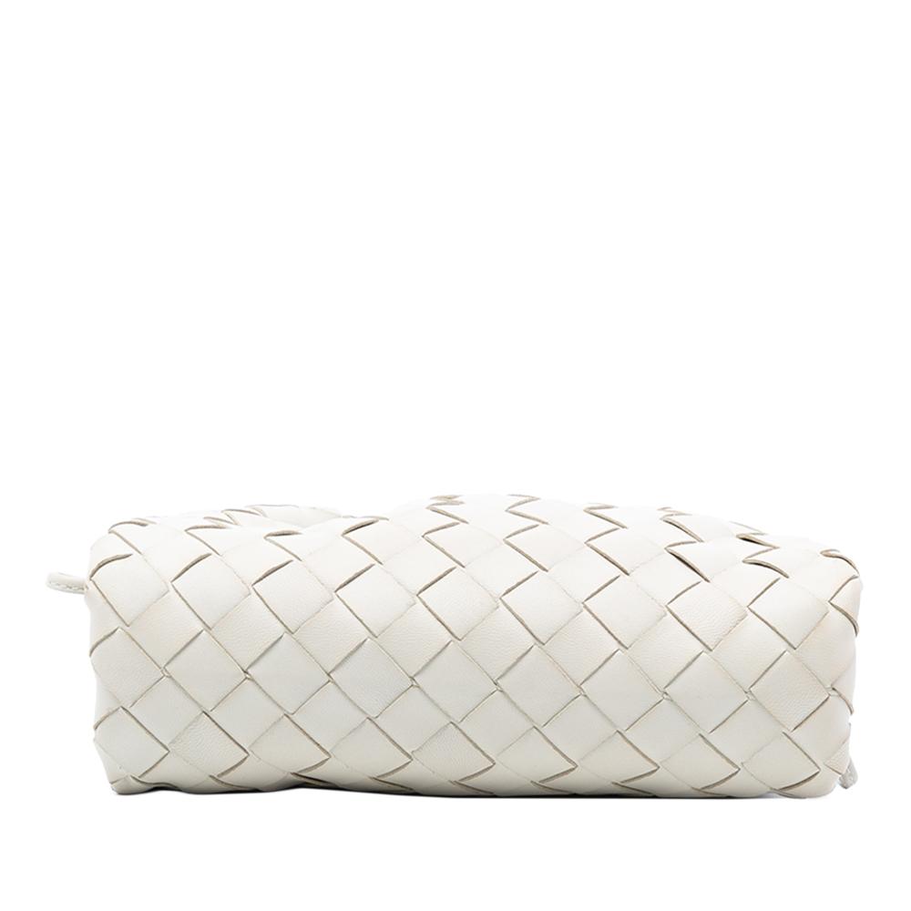 Bottega Veneta White Nappa Intrecciato The Mini Pouch Crossbody Italy