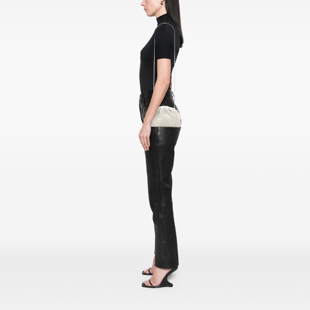 Bottega Veneta White Nappa Intrecciato The Mini Pouch Crossbody Italy