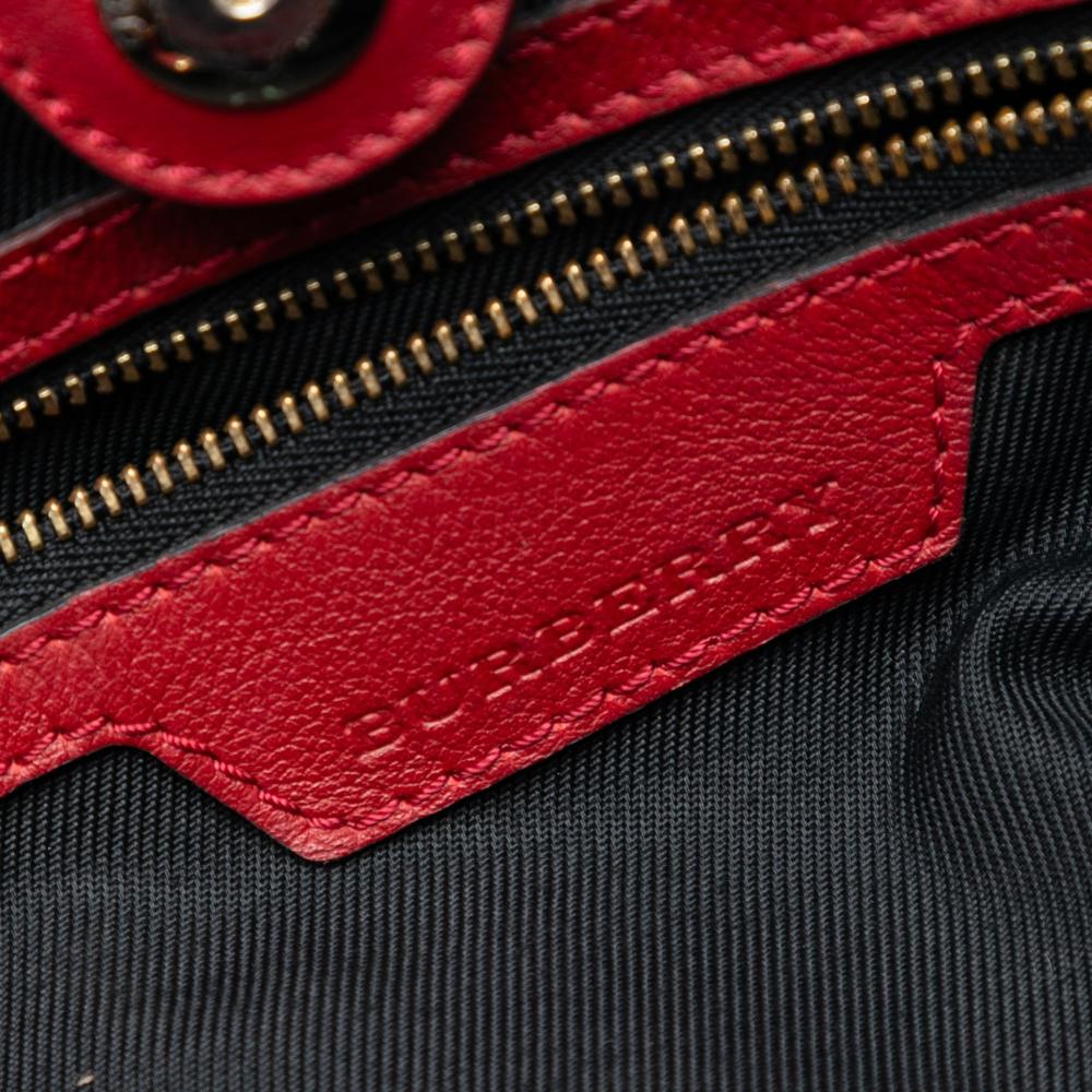 Burberry B Burberry Brown Beige Canvas Fabric Small Haymarket Check and Leather Canterbury Tote Italy