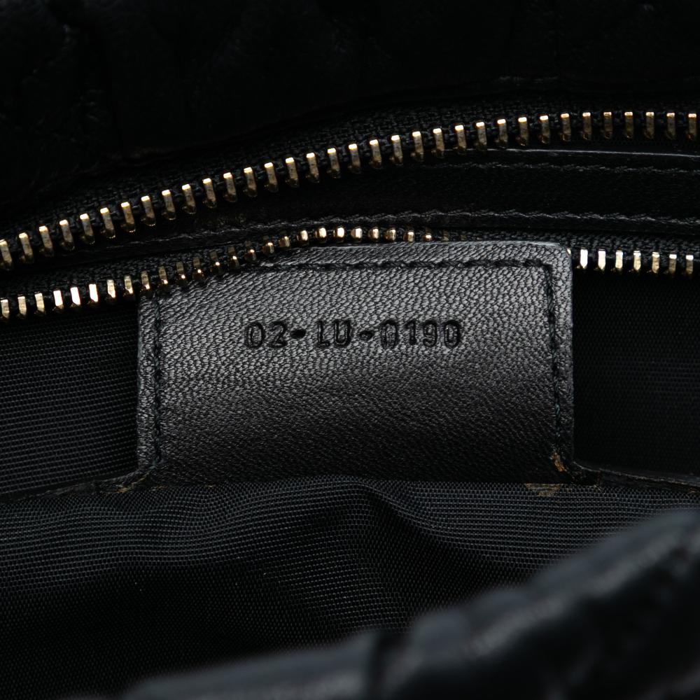 Christian Dior B Dior Black Calf Leather skin Cannage Rose Clutch Italy