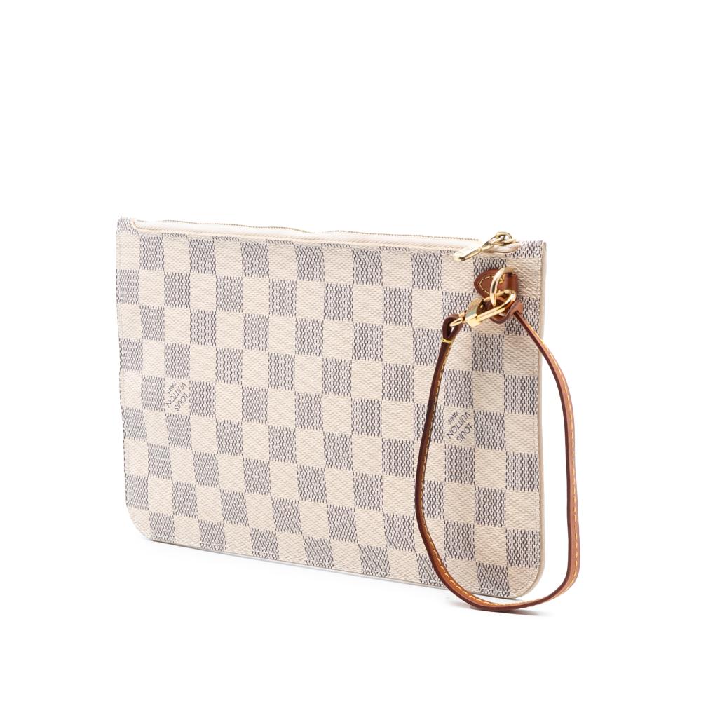 Louis Vuitton B Louis Vuitton White Damier Canvas Fabric Damier Azur Neverfull MM Pouch France