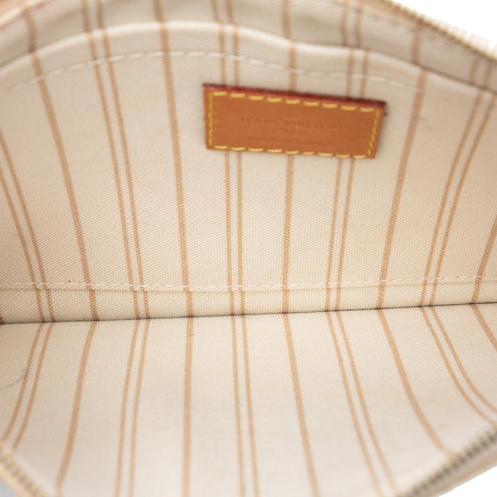 Louis Vuitton B Louis Vuitton White Damier Canvas Fabric Damier Azur Neverfull MM Pouch France