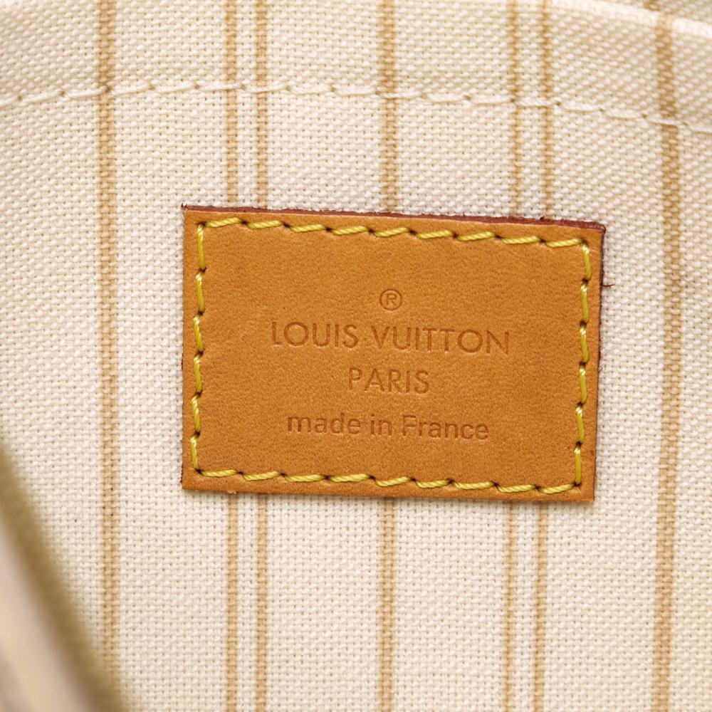 Louis Vuitton B Louis Vuitton White Damier Canvas Fabric Damier Azur Neverfull MM Pouch France