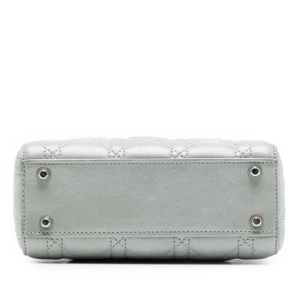 Christian Dior AB Dior Silver Lambskin Leather Leather Mini Iridescent Lambskin Cannage Lady Dior Italy