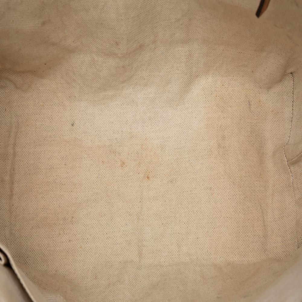Gucci B Gucci Brown Beige Canvas Fabric GG Web Jolie Tote Italy