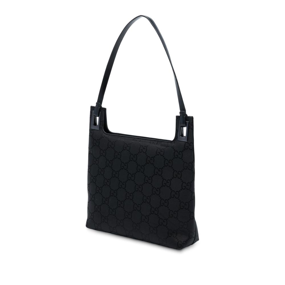 Gucci B Gucci Black Nylon Fabric GG Shoulder Bag Italy