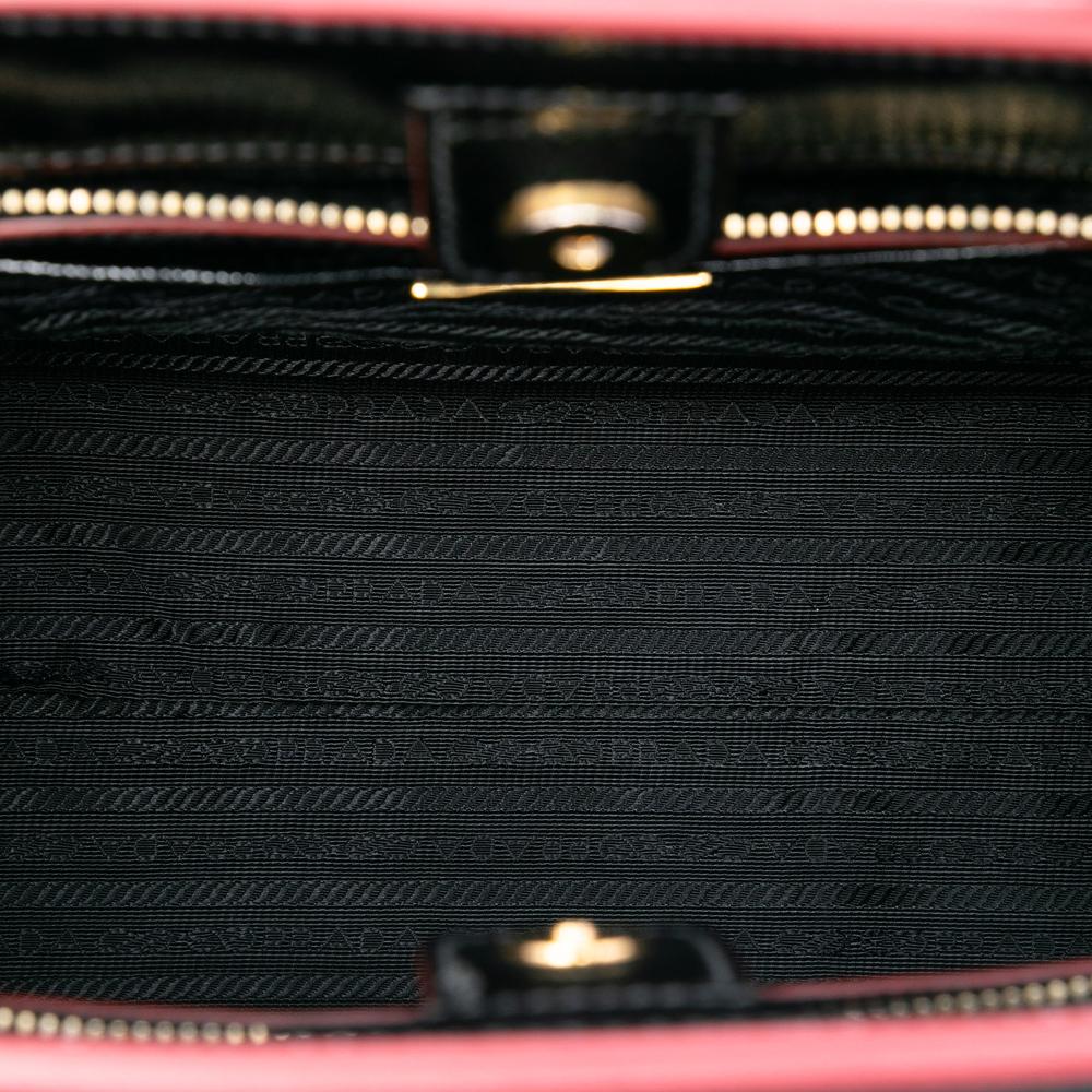 Prada B Prada Black Saffiano Leather Vernice Satchel Italy