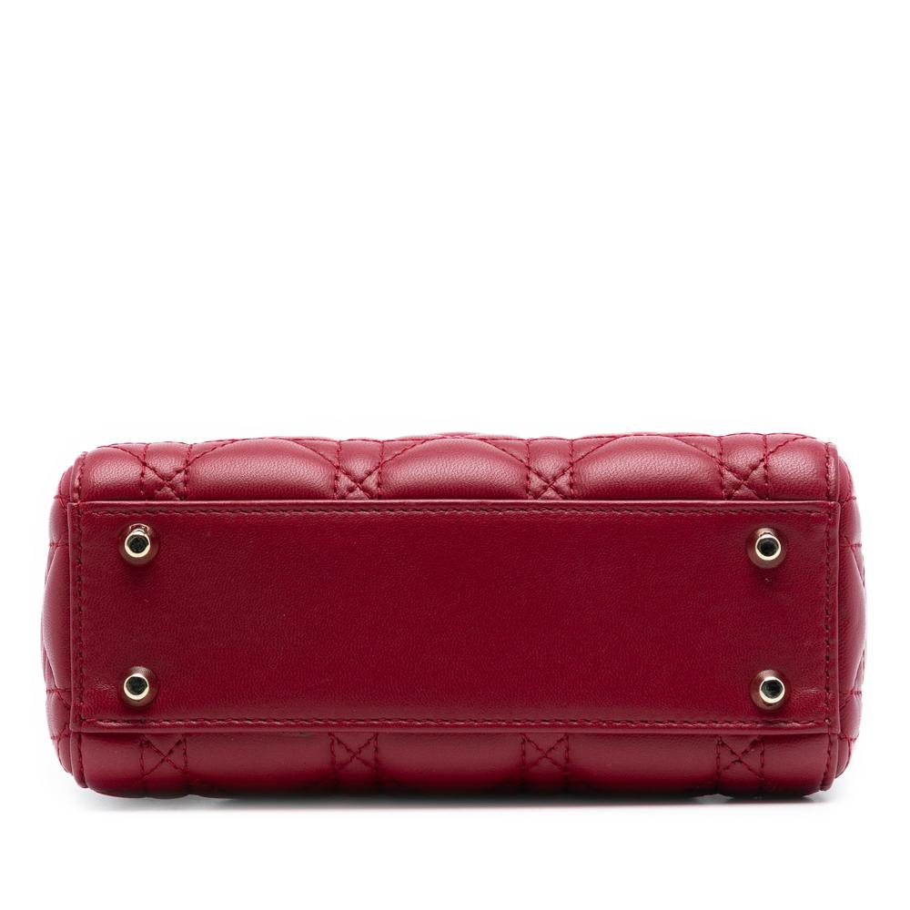 Christian Dior AB Dior Red Dark Red Lambskin Leather Leather Mini Lambskin Cannage Lady Dior Italy
