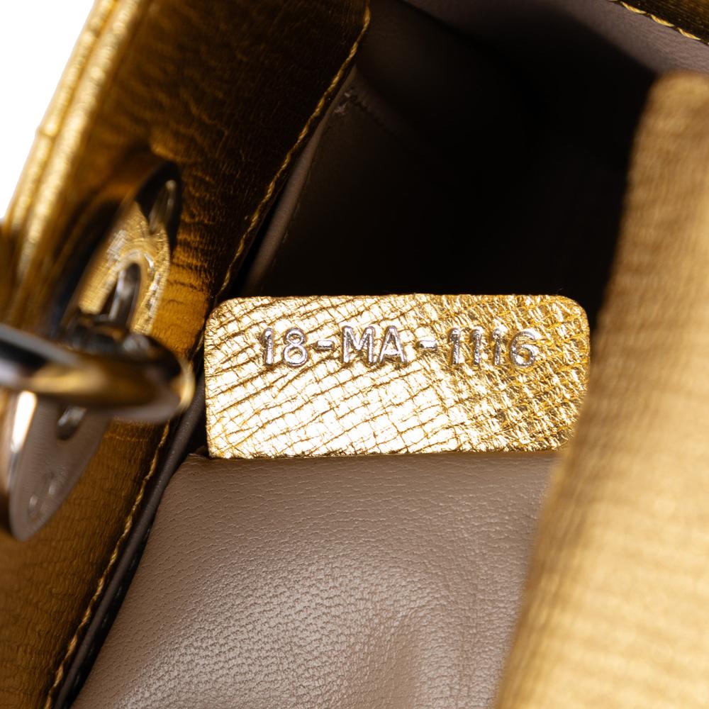 Christian Dior AB Dior Gold Calf Leather Small Metallic Grained skin Cannage My ABCDior Lady Dior Italy