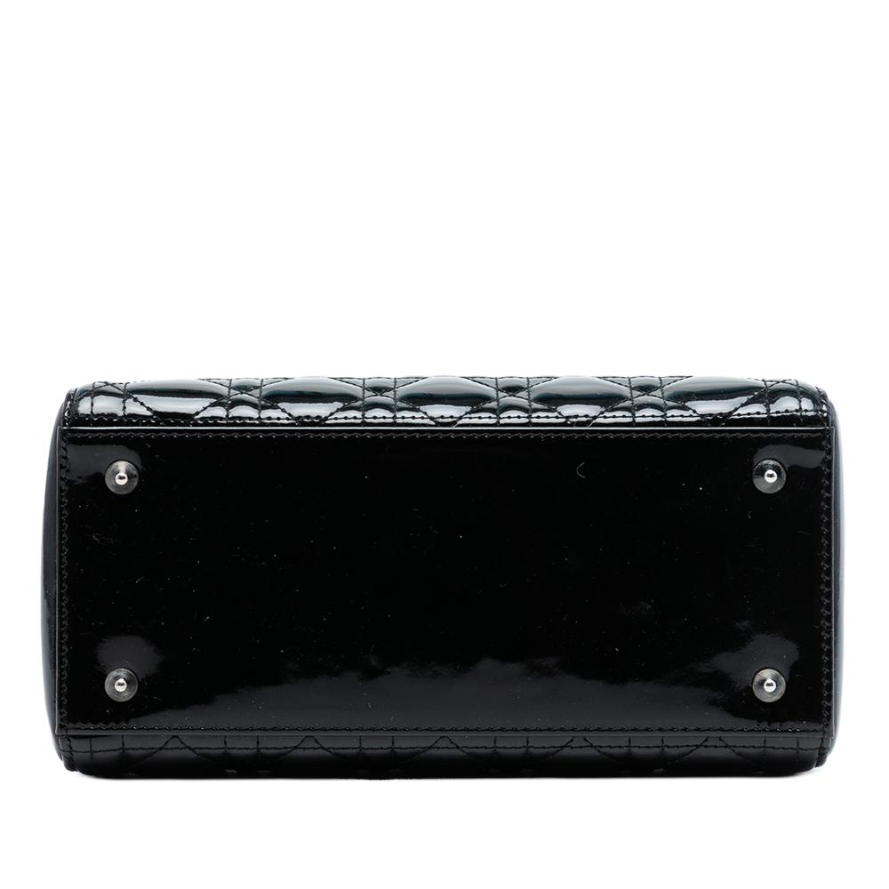 Christian Dior B Dior Black Patent Leather Leather Medium Patent Cannage Lady Dior Italy