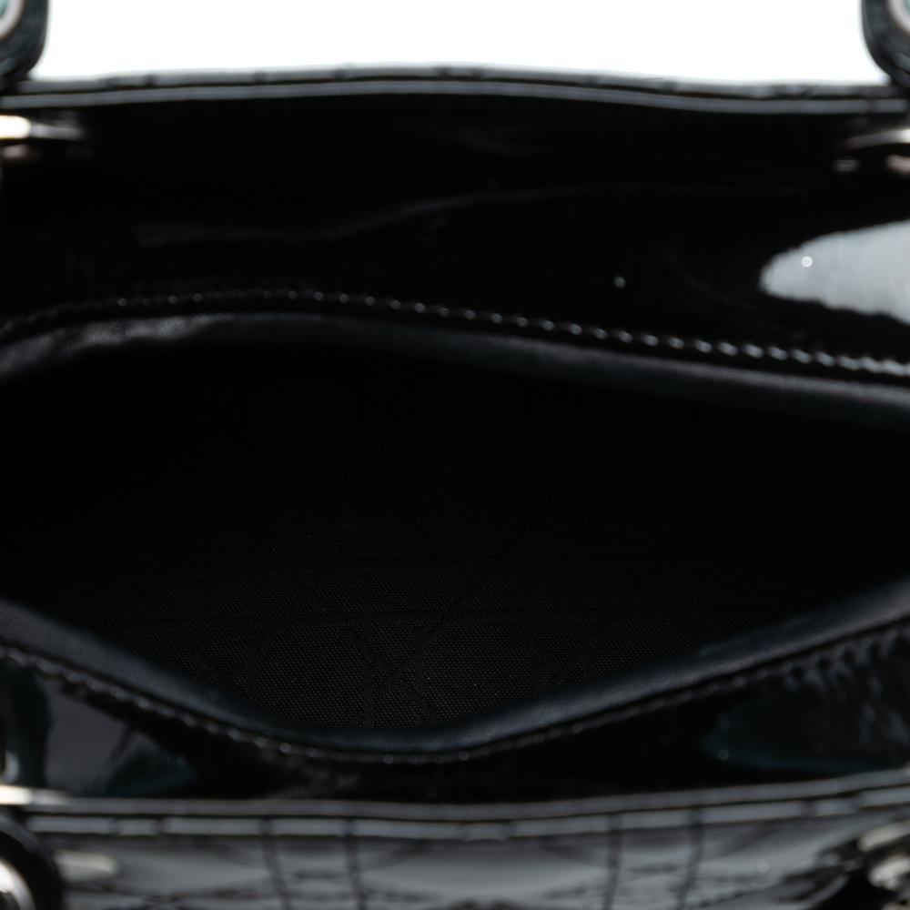 Christian Dior B Dior Black Patent Leather Leather Medium Patent Cannage Lady Dior Italy