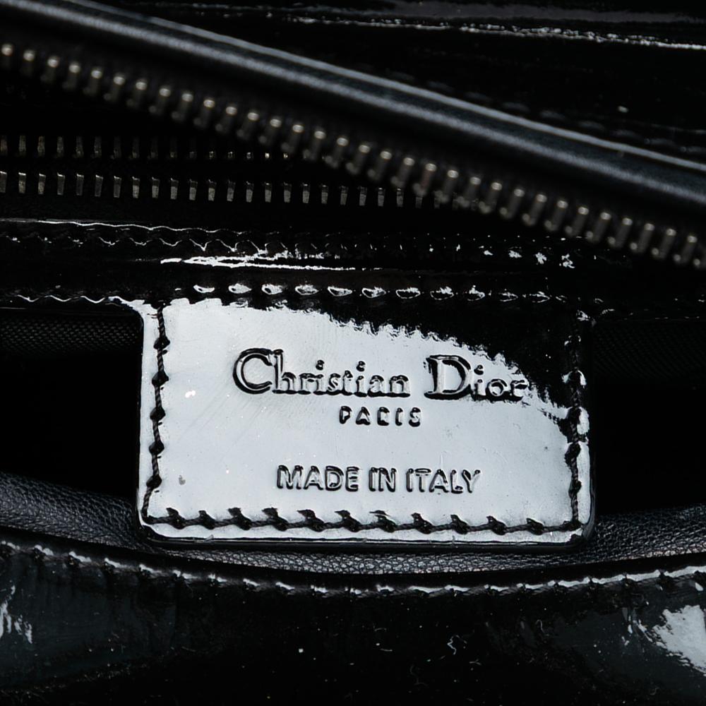 Christian Dior B Dior Black Patent Leather Leather Medium Patent Cannage Lady Dior Italy